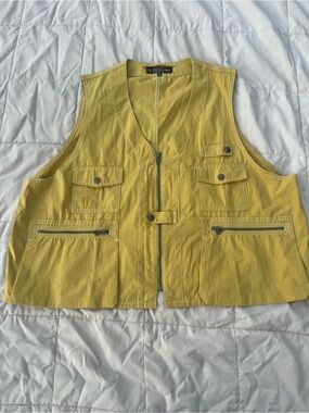 J Peterman Safari Vest, Mustard Yellow, Size XL